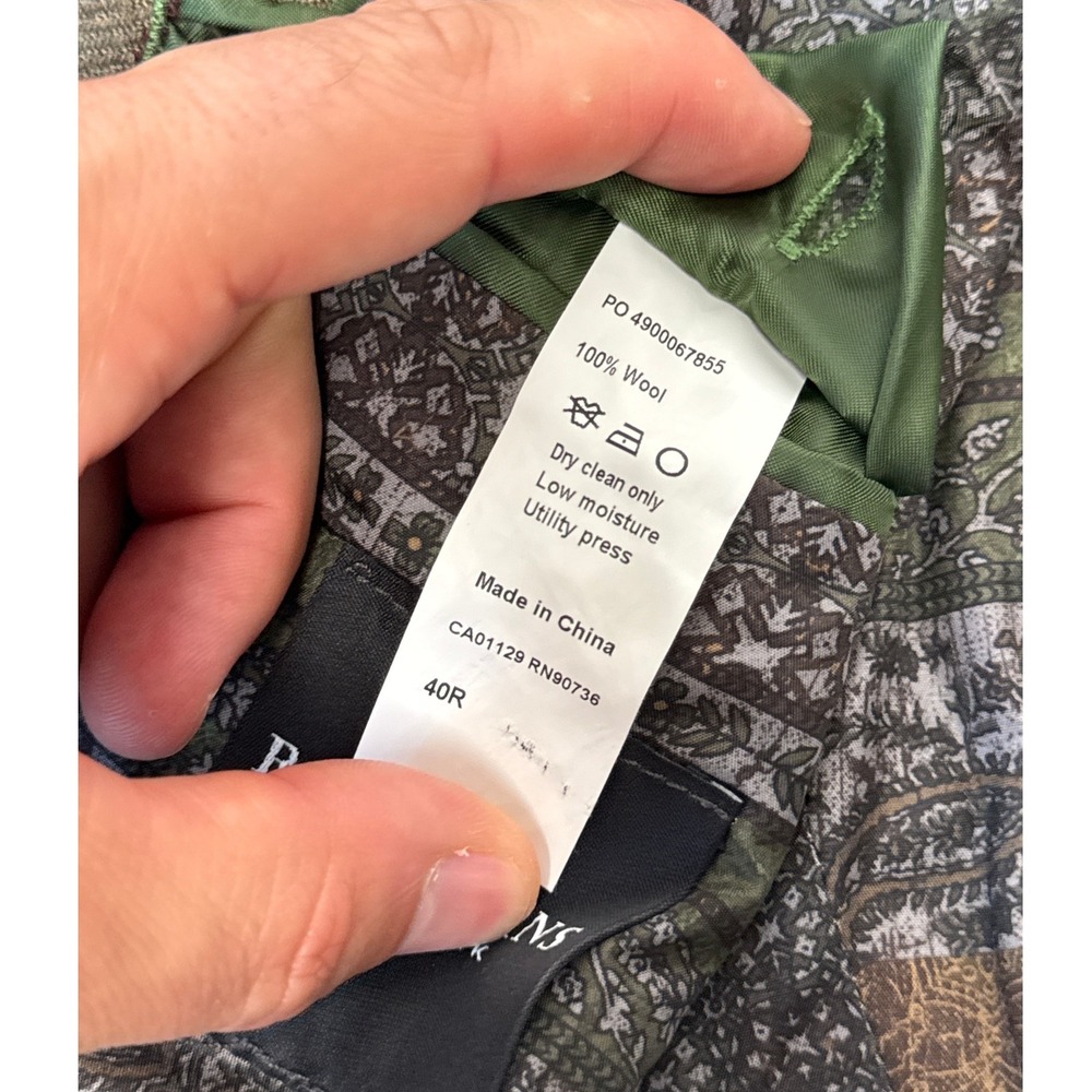 Tallia Rothmans New York Mens 40R Wool Blazer Olive Green Burgundy Plaid Jacket - Picture 8 of 10